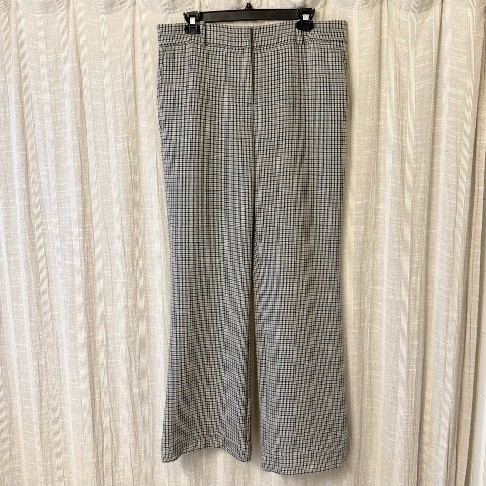 Ann Taylor Women's Gray Checked Wide-Leg Trousers
